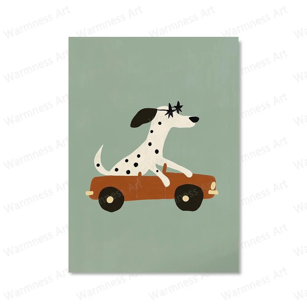 🏠 Affiche canvas skateboard – chien, lion & ours | Décoration Chambre Enfant