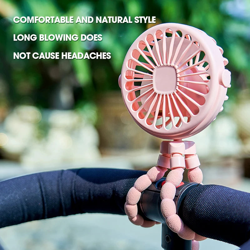 Ventilateur portable à clipser pour poussette – Mini ventilateur USB oscillant avec trépied flexible
