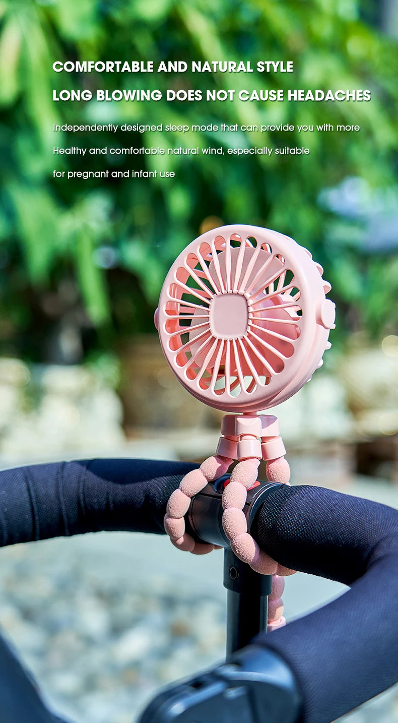 🏠 Ventilateur portable à clipser pour poussette – Mini ventilateur USB oscillant avec trépied flexible