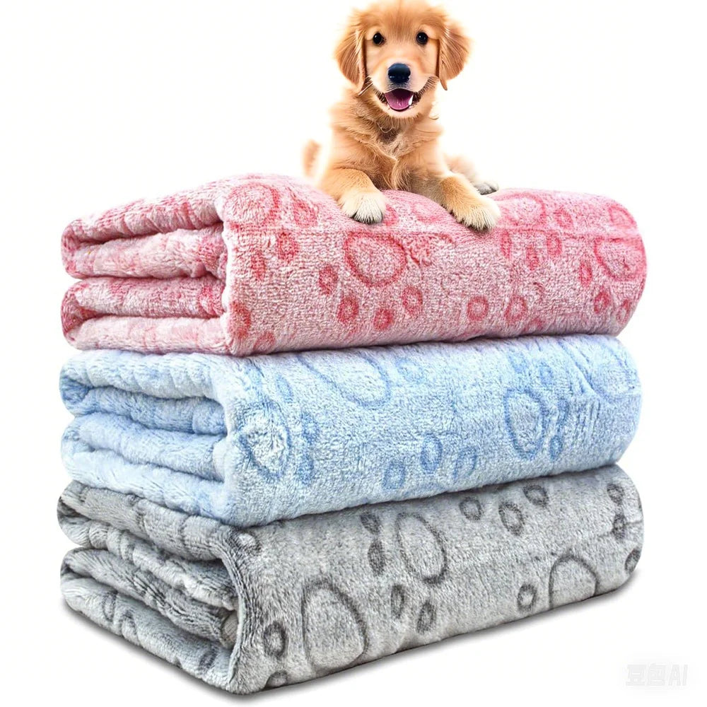 Couverture polaire pour chien – Motif pattes, douce & lavable en machine