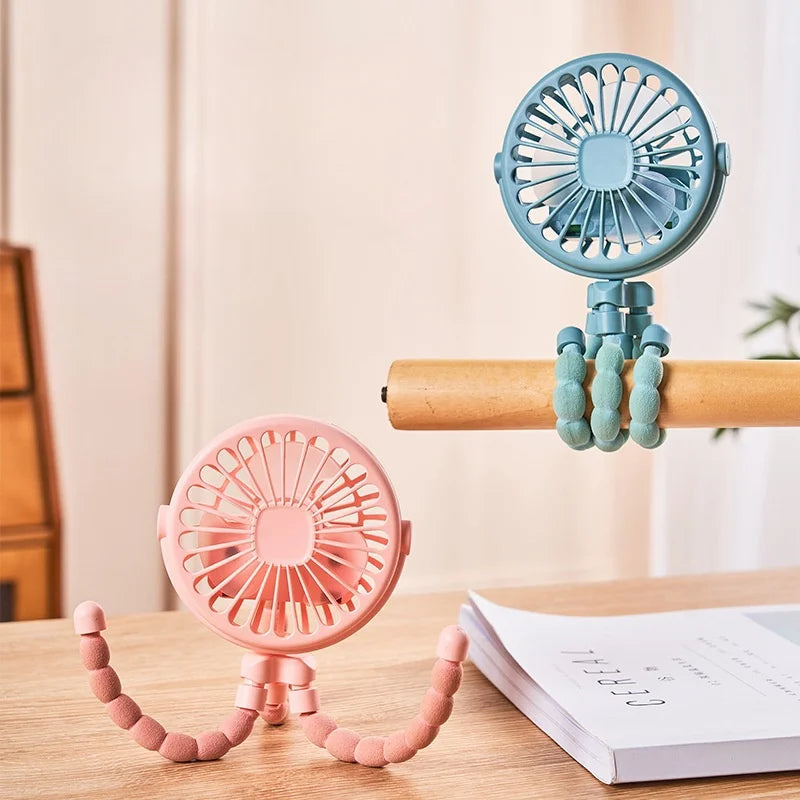 Mini ventilateur pieuvre portable rechargeable USB — batterie lithium, multifonctionnel