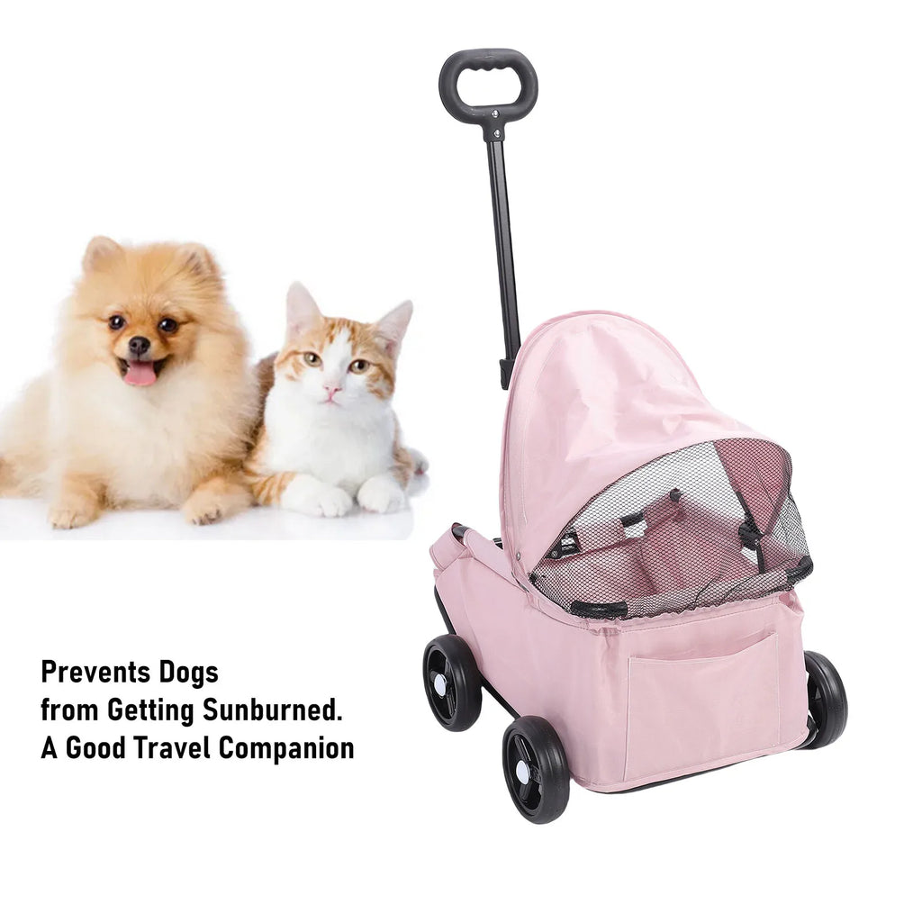 🐱🐶 Poussette multifonctionnelle pliable pour chien et chat — auvent, 4 roues, légère