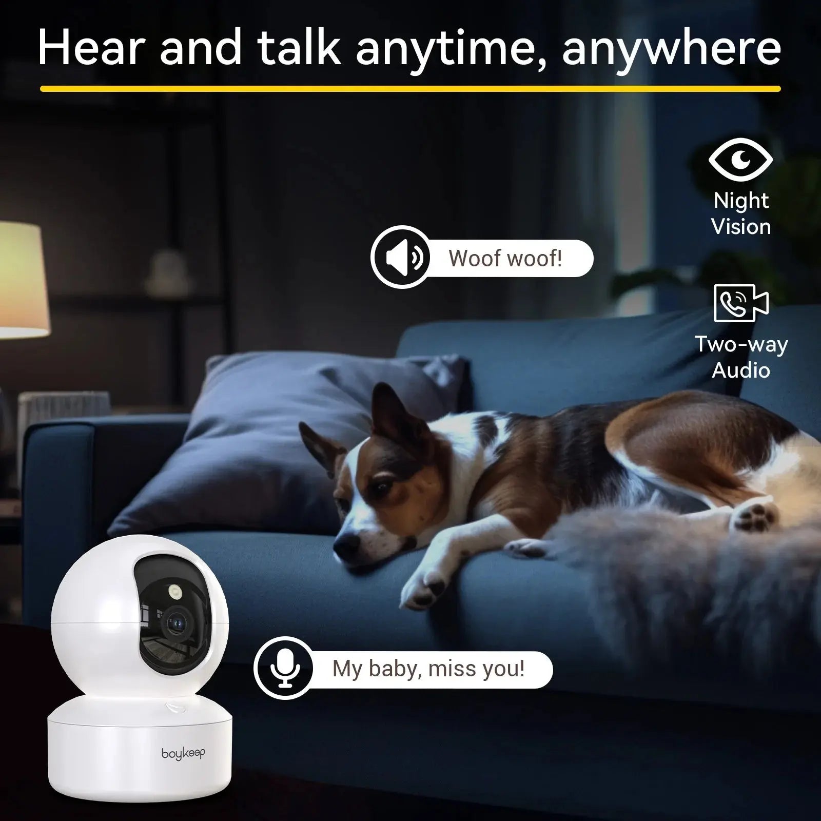 🐱🐶 Caméra WiFi 3MP Ultra HD – Surveillance intérieure, vision nocturne & rotation 360°