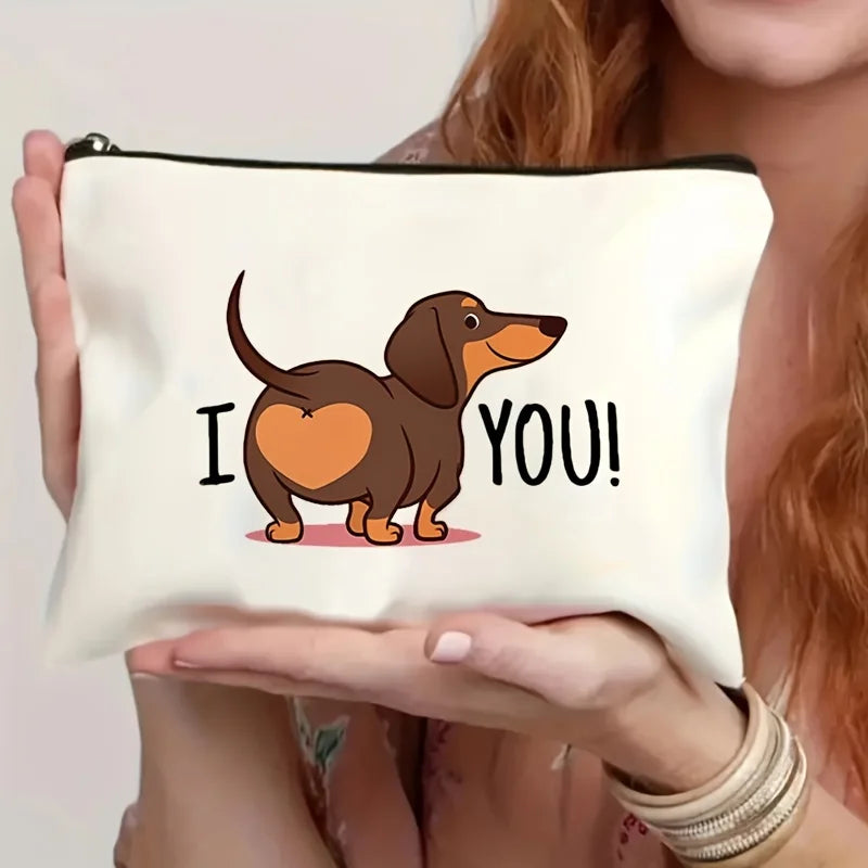 🏠 Trousse cosmétique saucisse cartoon – Pochette zippée originale & cadeau rigolo