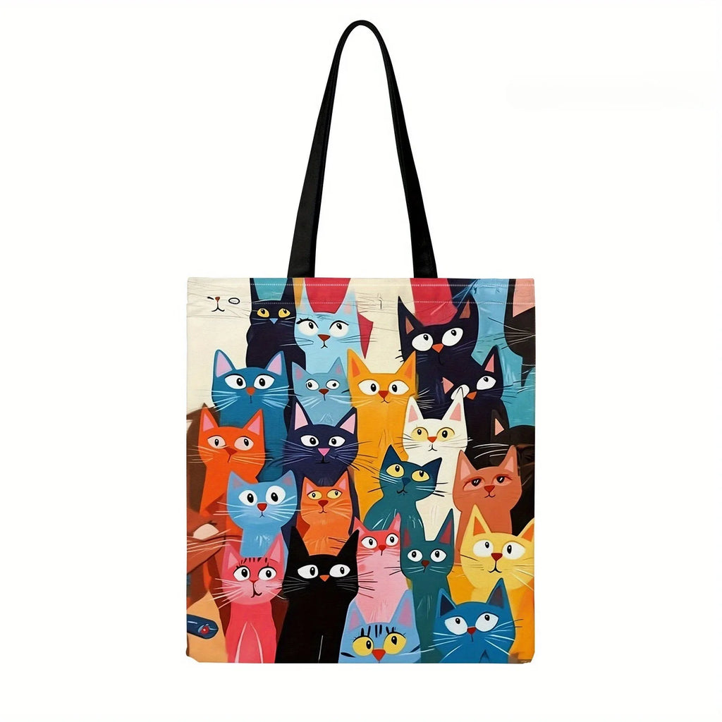 🏠 Tote bag chatons colorés 40x40 cm – Sac cabas réutilisable motif chat, tendance & pratique
