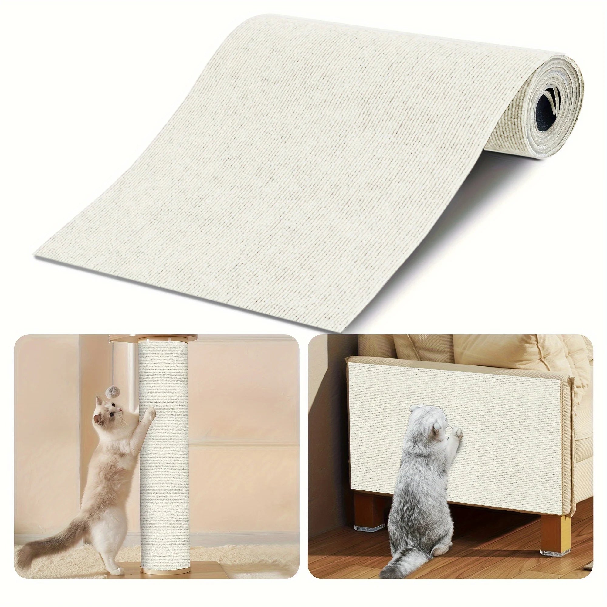 🐱 Tapis griffoir auto-adhésif découpable pour chat – Protège canapé & meubles 30×100 cm