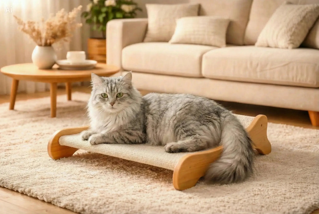 🌿Hamac chat| Griffoir Intégré | 100% Naturel-Janik'store - PHOTO AVEC LE CHAT SUR LE HAMAC