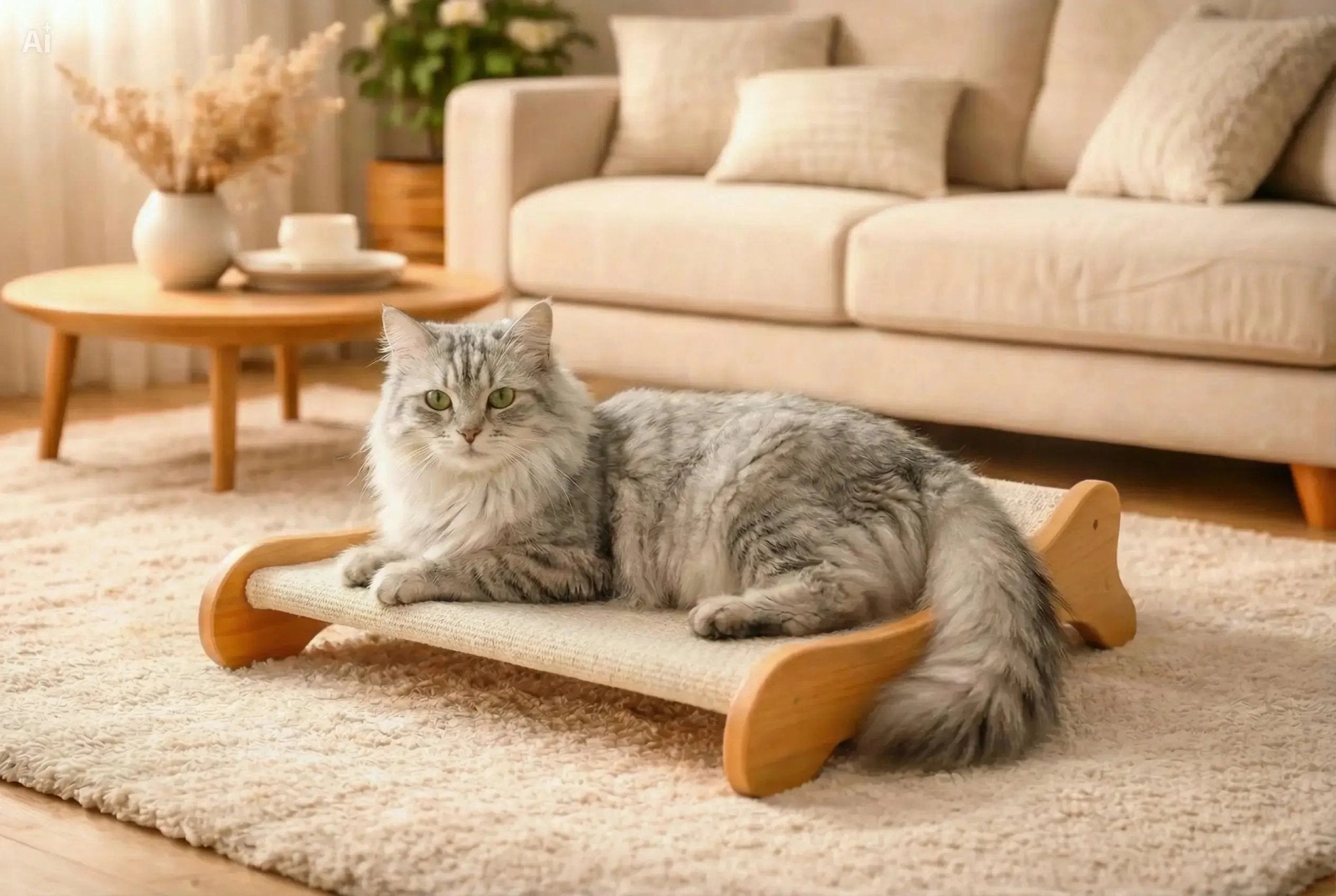 🌿Hamac chat| Griffoir Intégré | 100% Naturel-Janik'store - PHOTO AVEC LE CHAT SUR LE HAMAC